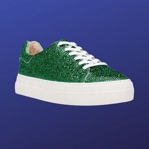 BETSEY JOHNSON “Sidny” Rhinestone Platform Sneakers, EMERALD, Women’s US9M, NWOB